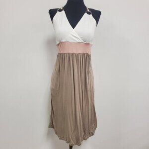 Lascana Womens Y2K Babydoll Halter‎ Dress Size 8 Preppy Colorblock 90S Summer